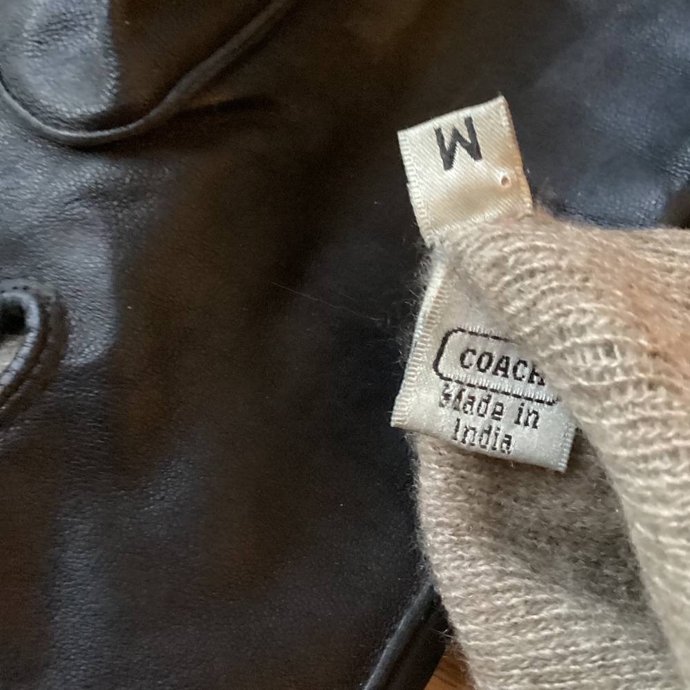 Coach vintage Men’s leather and cashmere Black gloves size M - Picture 4 of 7